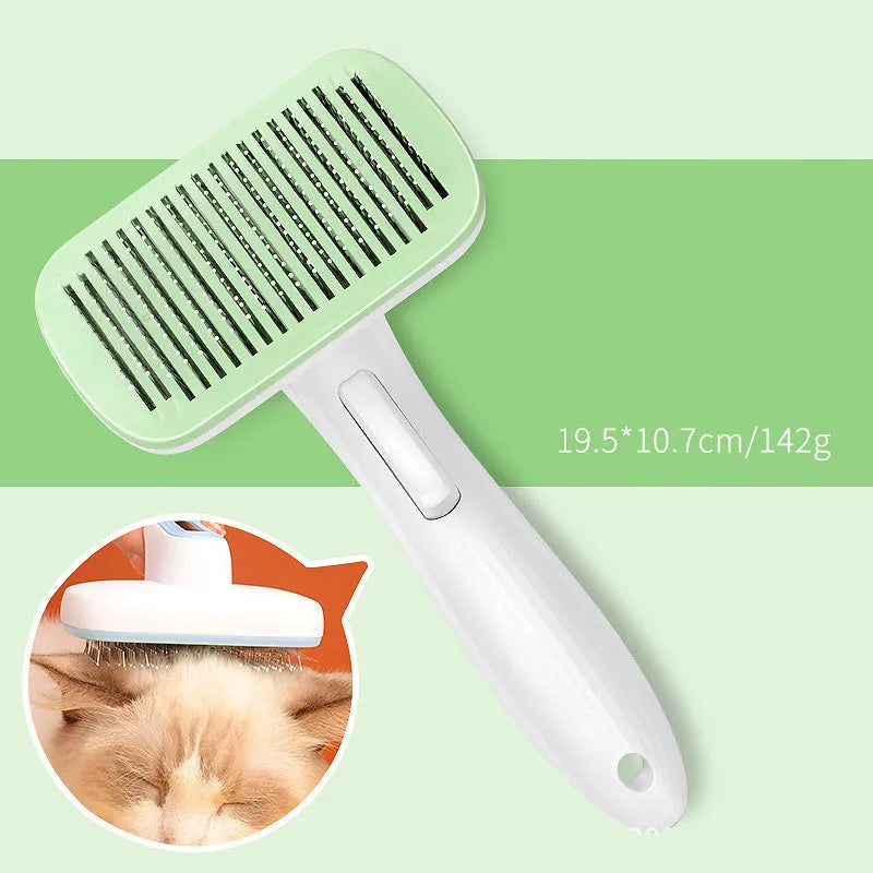 Pet automatic hair removal comb in blue, gray, green or pink for dogs and cats grooming