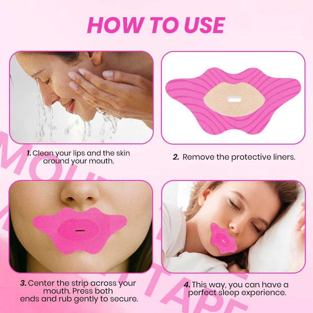 Pack of 10 hydrogel moisturizing sleep breathing mouth seal adhesive lip patches for night time mouth taping