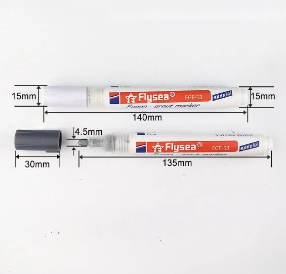 Tile gap grout coating marker pen for ceramic floor and wall tile crevice repair, available in six colours