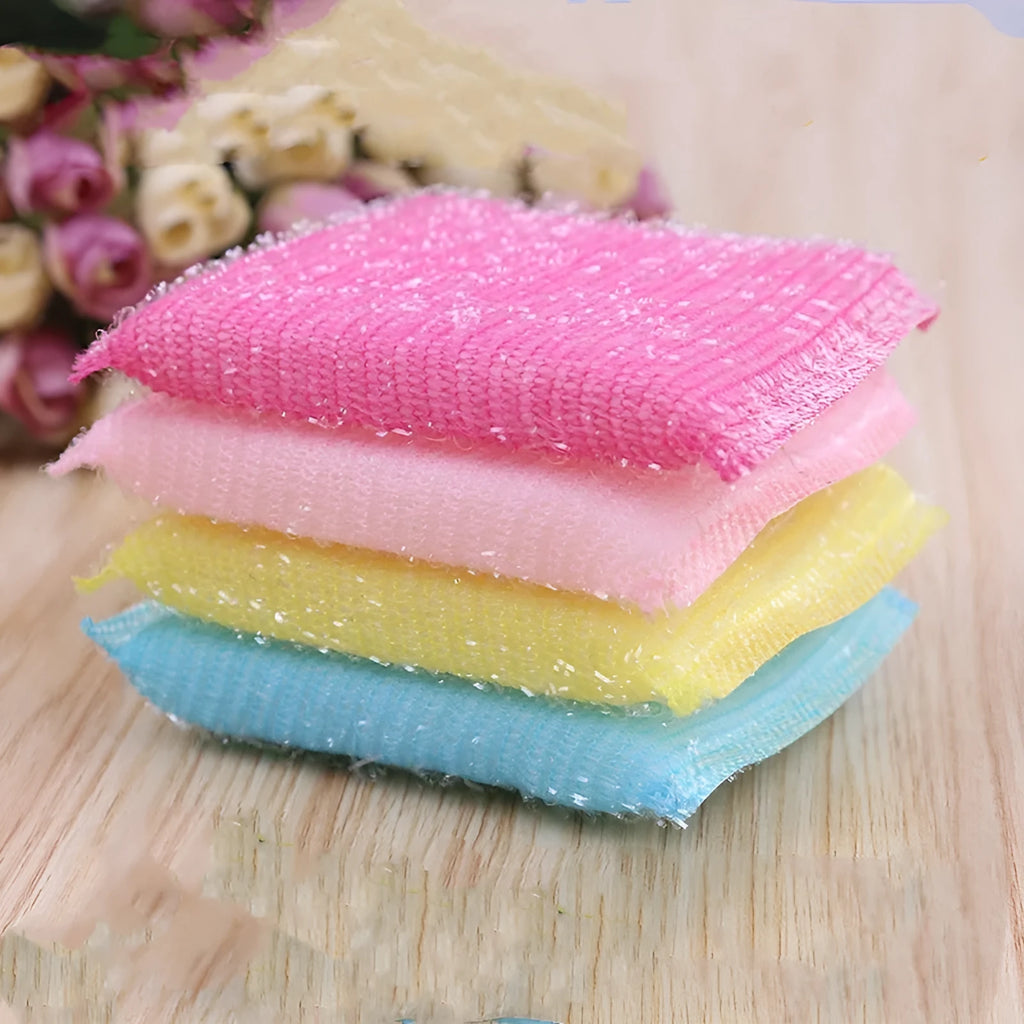 Fine stripe scrubbing King sponge mop in macaron colours showing pinstripe fabric texture on a sponge body.