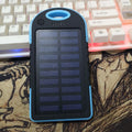 Portable solar power charger with dual USB ports in Black, Blue, Green, Yellow options
