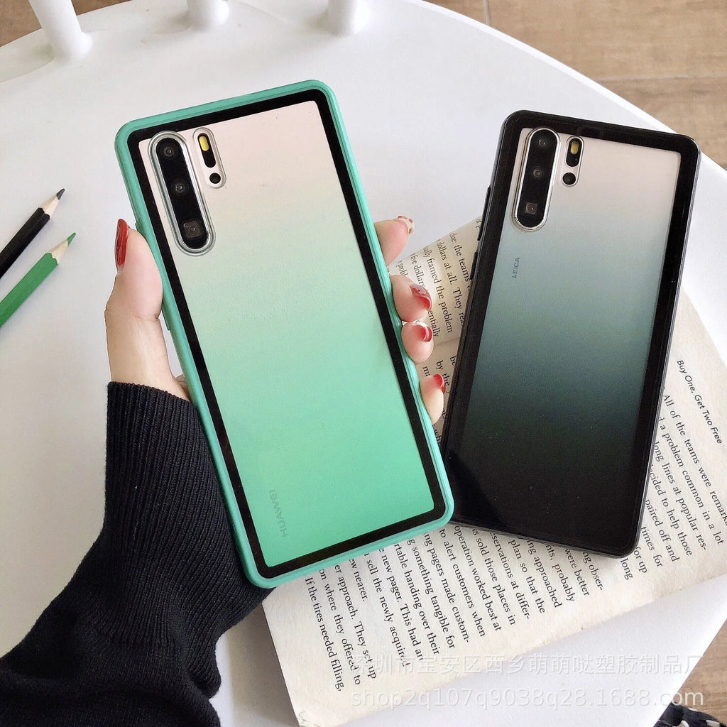 Rainbow pattern Huawei phone case in translucent TPU and PC materials