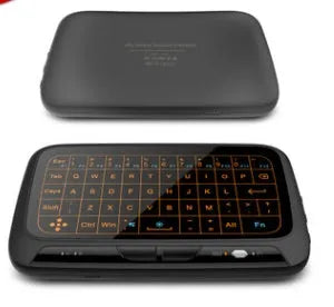 H18 mini wireless keyboard with backlit keys and touchpad in black