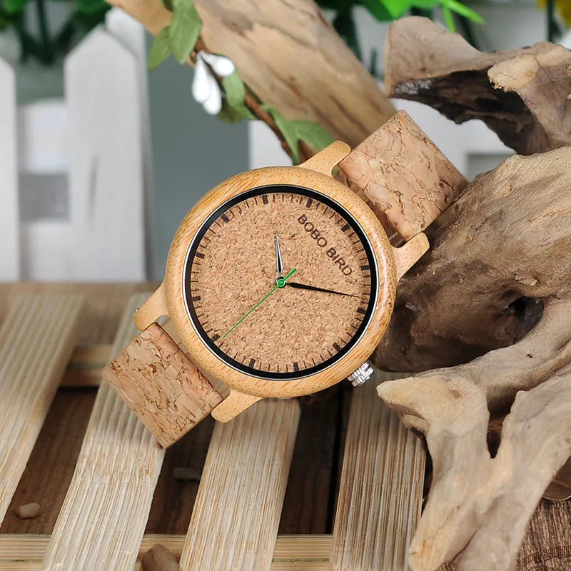 BOBO BIRD bamboo watch M11 M12 with natural wooden case and Hardlex glass face