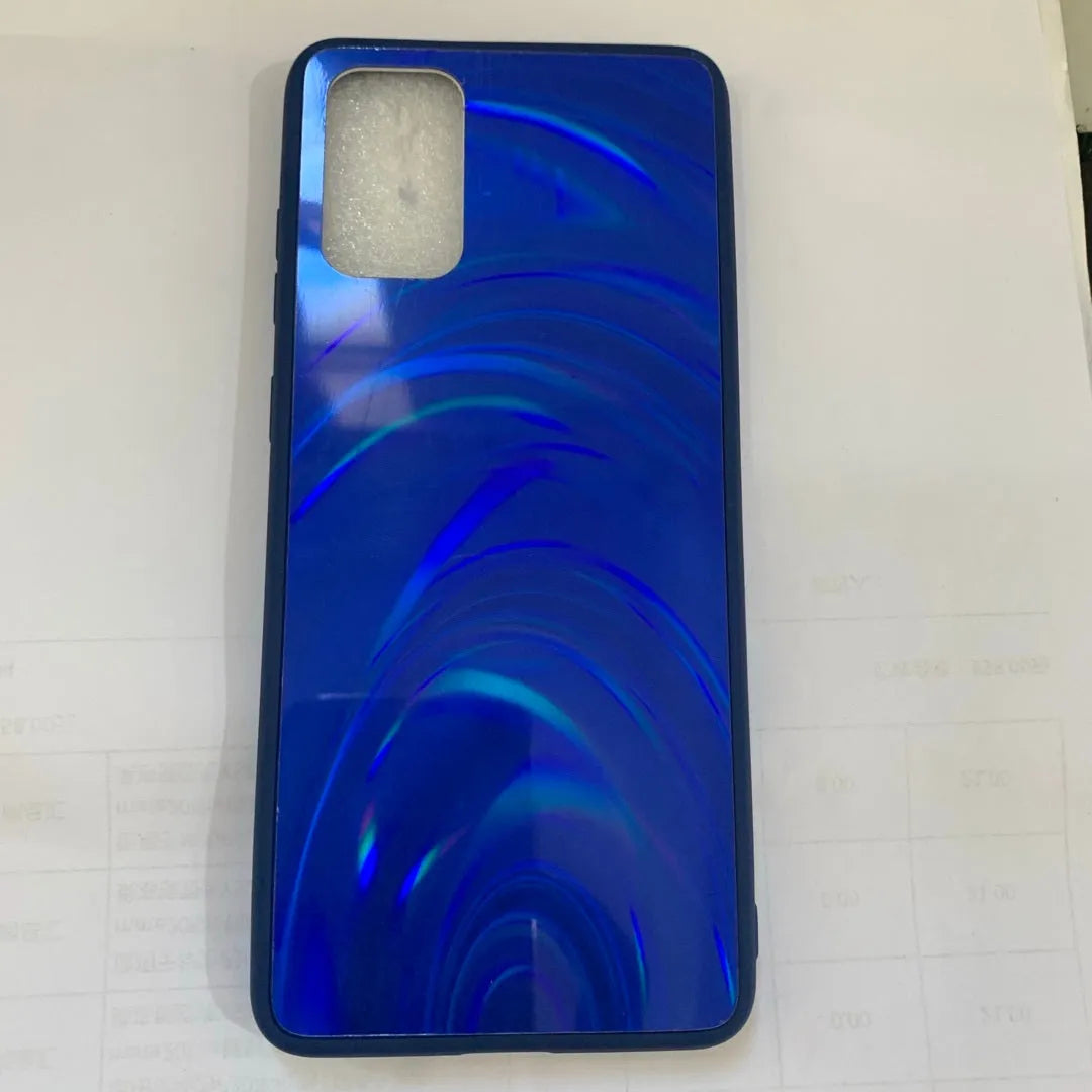 A 3D rainbow glitter gradient back cover case for a smartphone, showing its full-coverage design and sparkling finish.