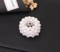 Fashion handmade beaded hair rope with imitation pearl beads in black colour