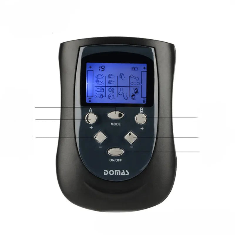 Black electronic massager with mechanical controls for neck, waist, buttocks, legs, back and abdomen