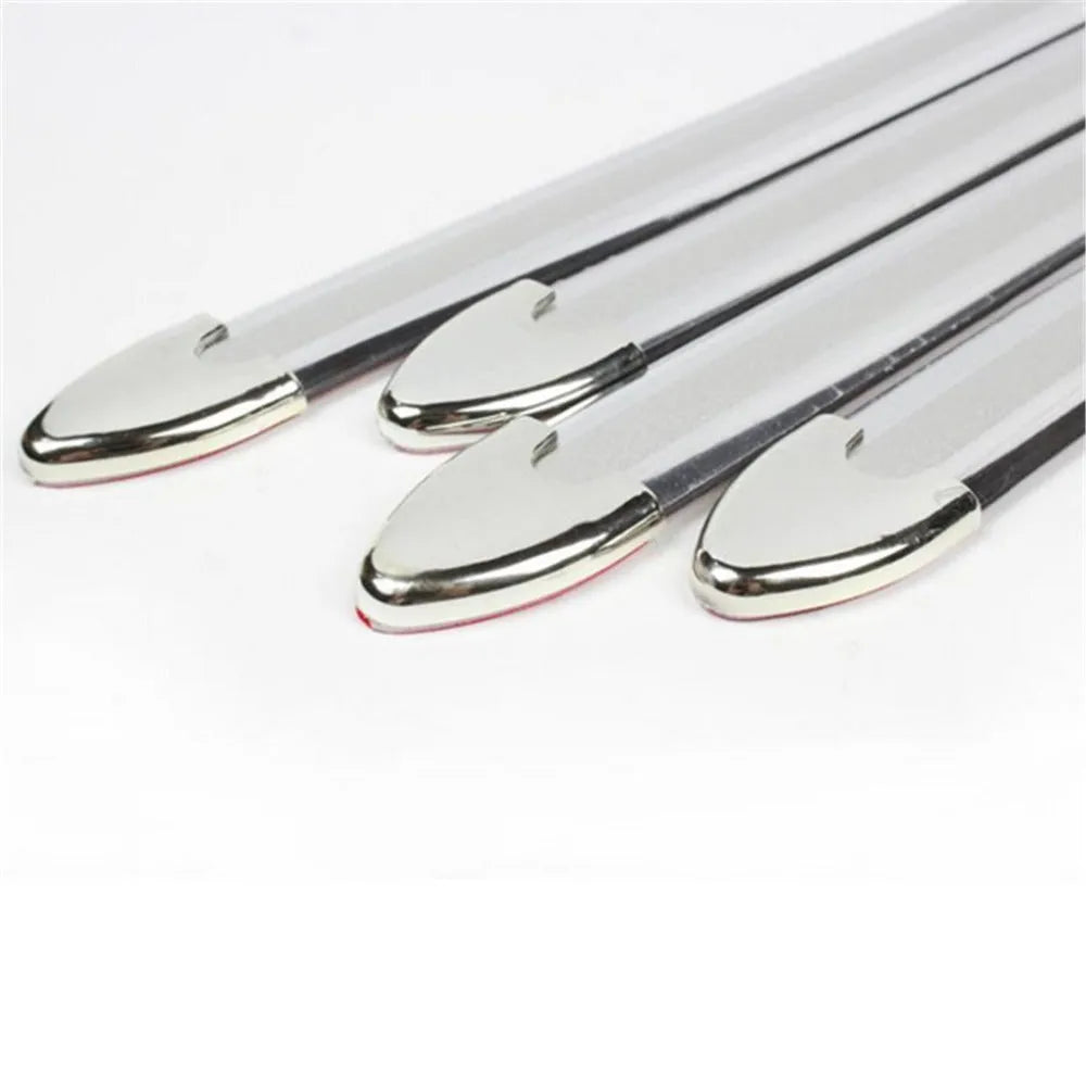 Set of 4 silver electroplated car anti-collision bumper strips each 41cm long with black adhesive backing