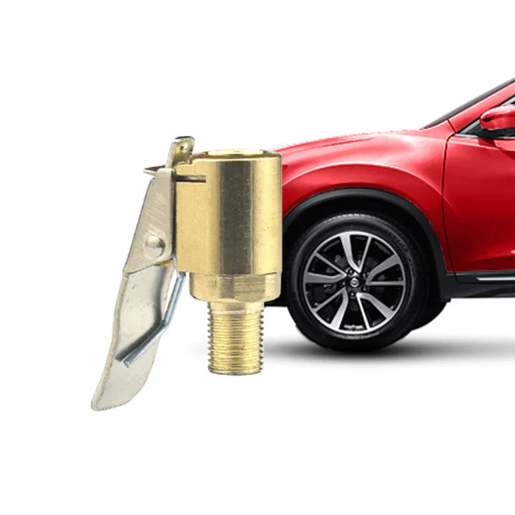 Copper tyre inflation clamp with 8V1 thread for car tyre valves