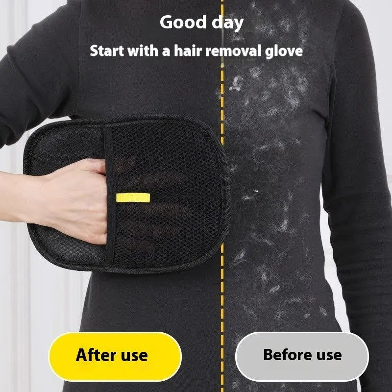 Black pet hair removal mitt glove with silicone bristles for dog cat rabbit grooming