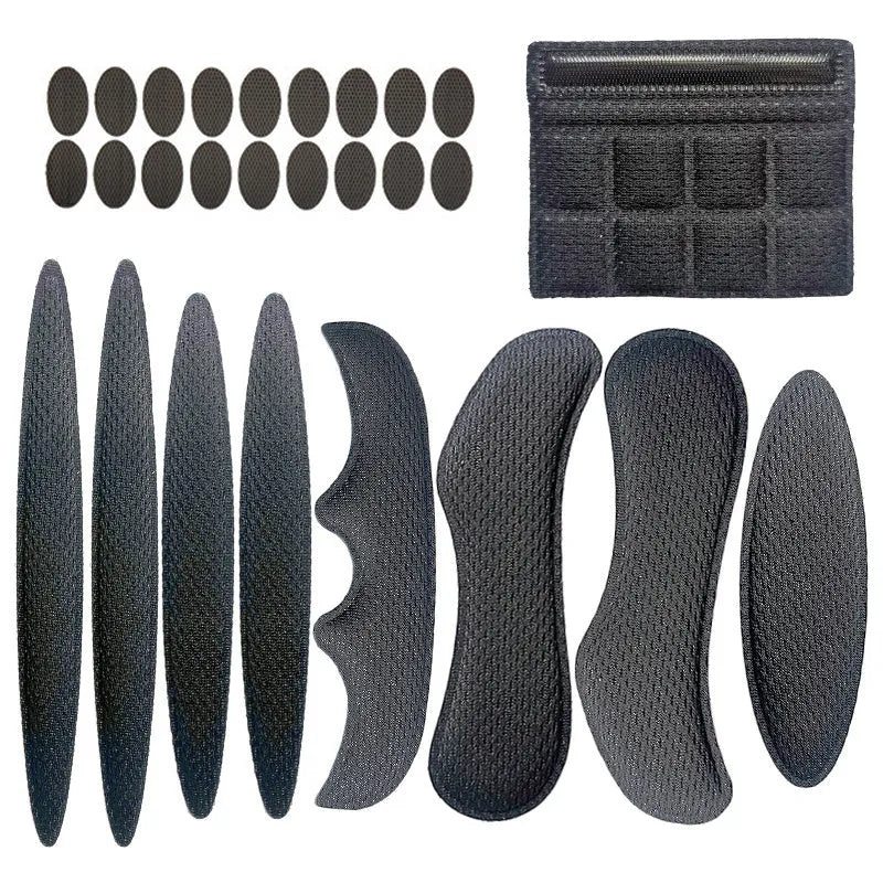 Universal cycling helmet breathable sponge liner with Velcro chin pad in blue, black, red, and grey colours
