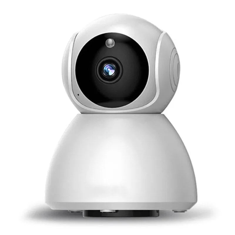 White wireless WiFi dome security camera with 2 megapixel CMOS sensor, supporting 64GB memory card and remote viewing