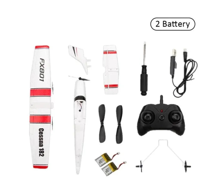 DIY Cessna 182 remote control glider made of EPP foam, 38.5 cm wingspan, orange and white colour scheme