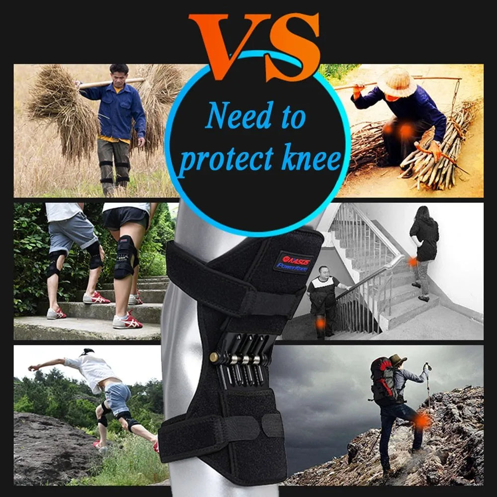 Adjustable knee brace with patella booster spring for mountaineering and sports activities