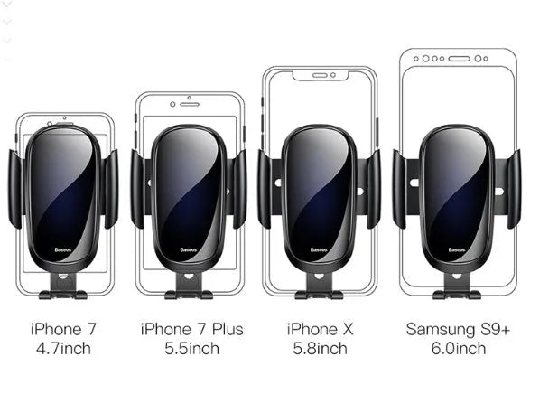 Universal smart car bracket holding smartphone with 360-degree rotation in black, blue or silvery colour