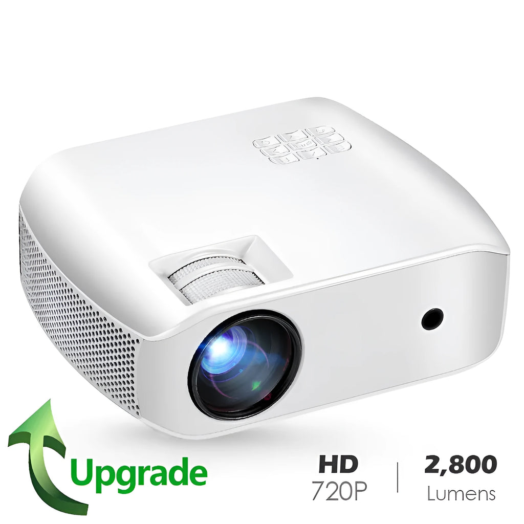 White full HD projector with 1280x720 resolution, Android 7.1, 2800 lumens and 50,000-hour LED