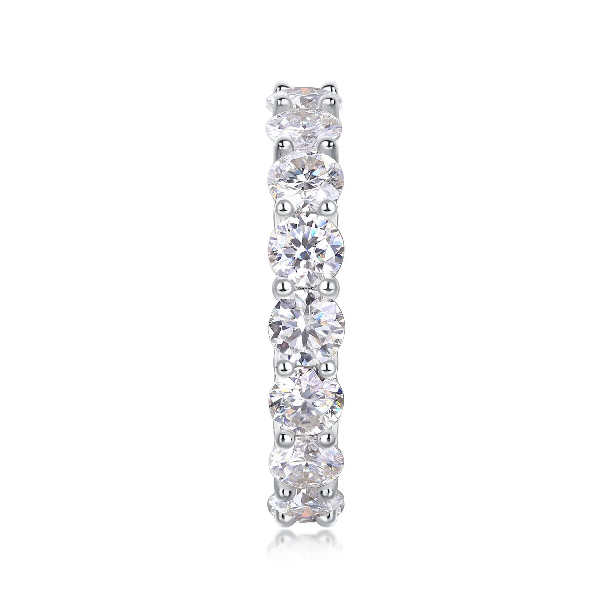Starlight moissanite wedding ring set in S925 silver platinum plated on display in gift box, available in yellow gold and rose gold