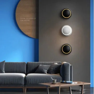 Moon bedside lamp with iron shade, 14x7cm size, E27 LED specification, white or black, postmodern profiled shape
