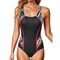 Women's oversized one-piece swimsuit with printed floral design in polyester and spandex fabric