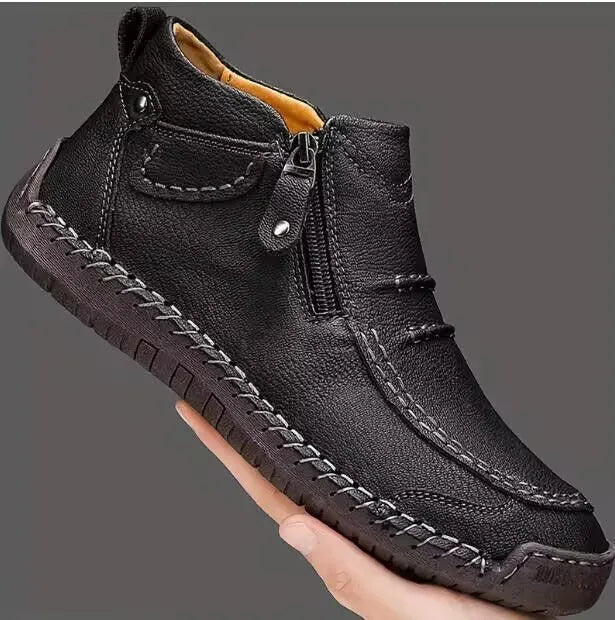 Chelsea plus size men's casual slip-on flat high top shoes with animal pattern and sewing line detail