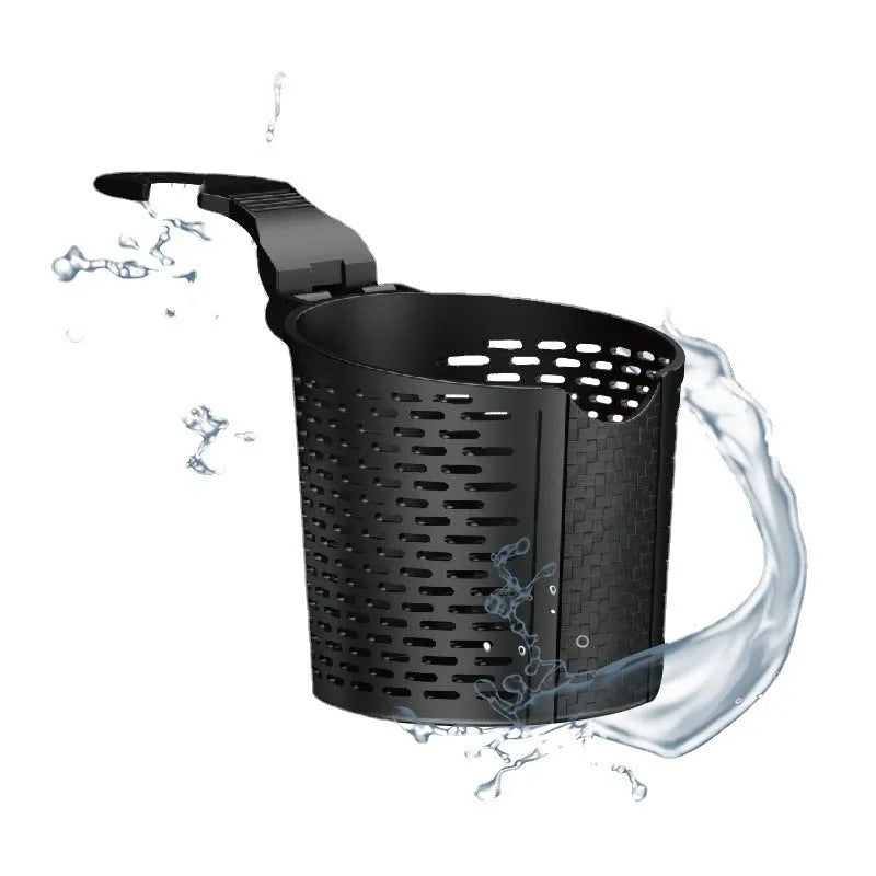Black TPR multifunctional car cup holder rack attached to chair back with cup