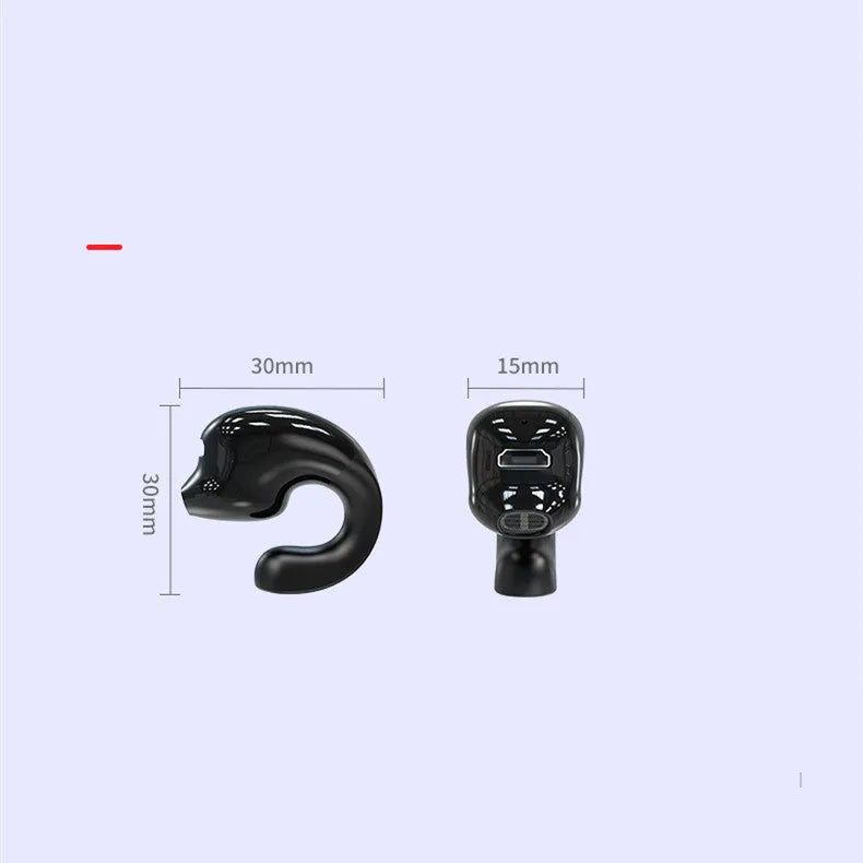 Wireless Bluetooth headset 53mini ear clip sports earbuds in black with ear-clip design and charging case