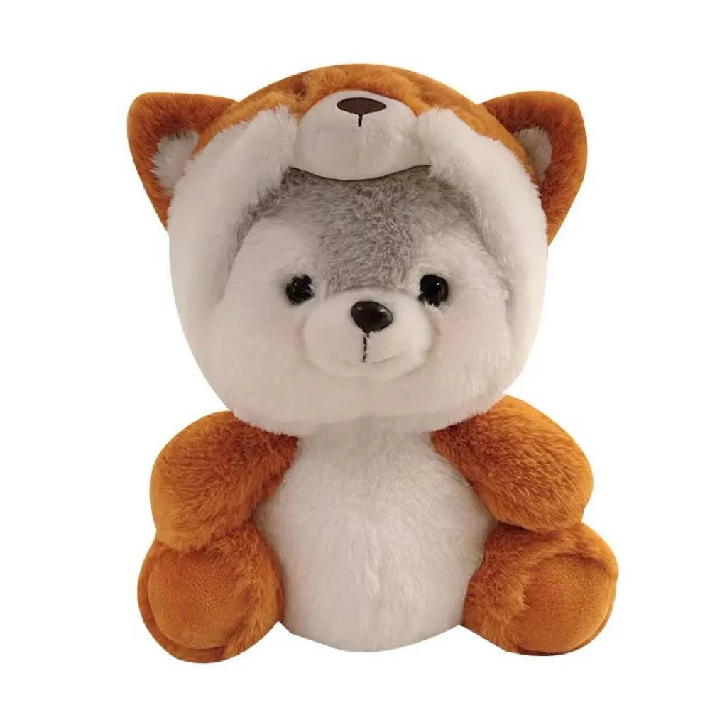 20cm shapeshift husky plush doll in four animal styles including dinosaur, fox, koala, and pink pig