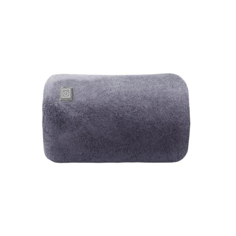 USB hand warmer with rabbit fur cover, three gear button, available in dark green, gray, and pink