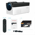 White portable smart projector with 1080p resolution and 700ANSI brightness on a table