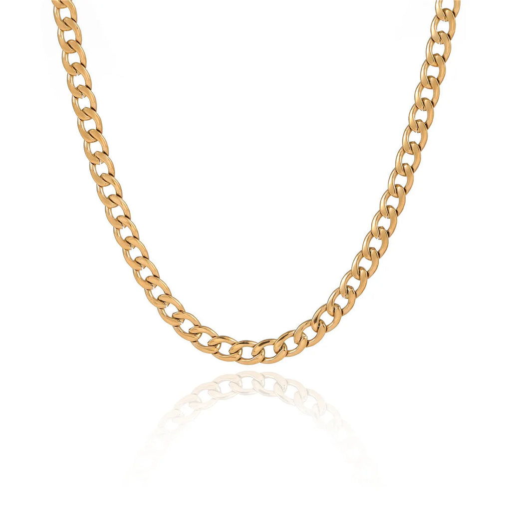 Gold-plated titanium steel clavicle chain necklace with 18K purity and stainless steel pendant