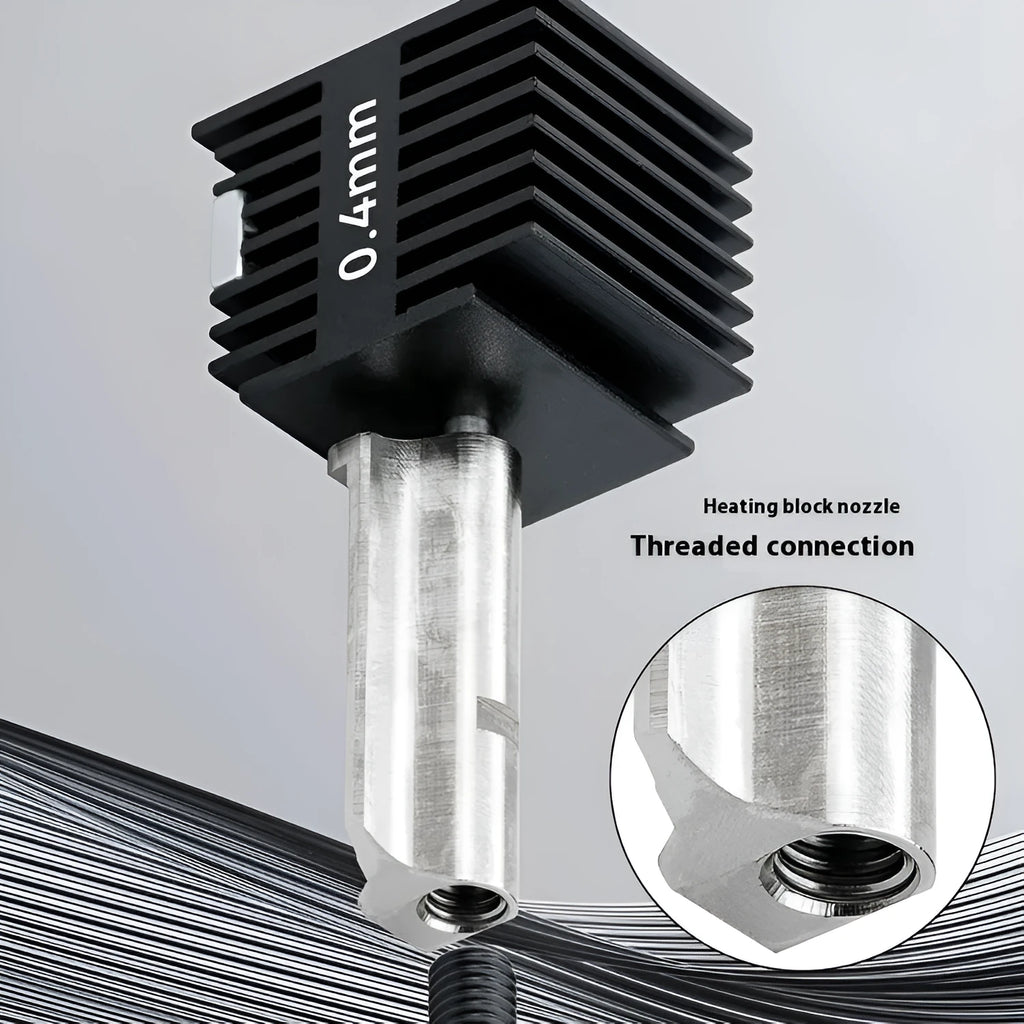 Bambu Lab A1 and A1 Mini 3D printer hot end assembly with hardened steel nozzle and black silicone sleeve