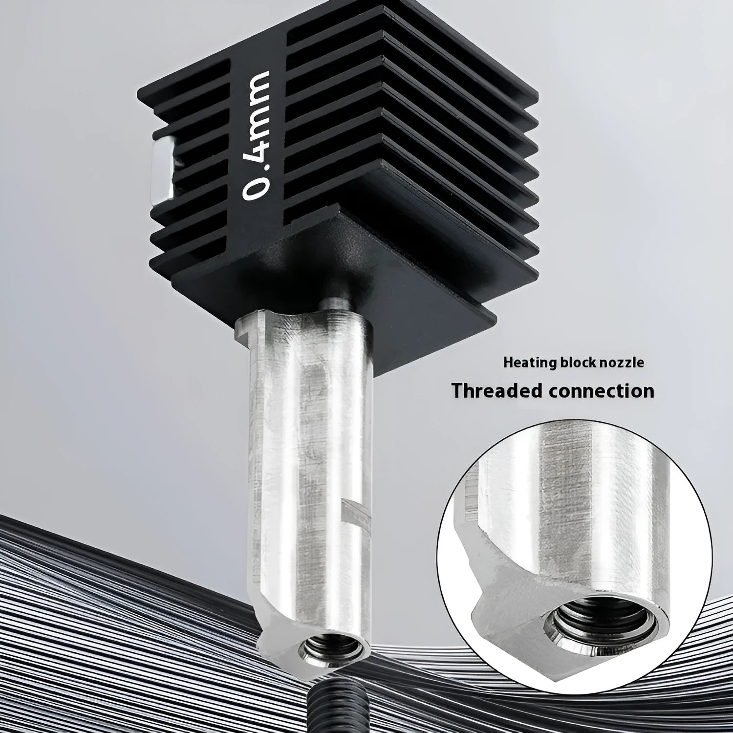 Bambu Lab A1 and A1 Mini 3D printer hot end assembly with hardened steel nozzle and black silicone sleeve