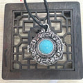 Turquoise retro copper pendant necklace with animal zodiac design, adjustable 51-60 cm chain
