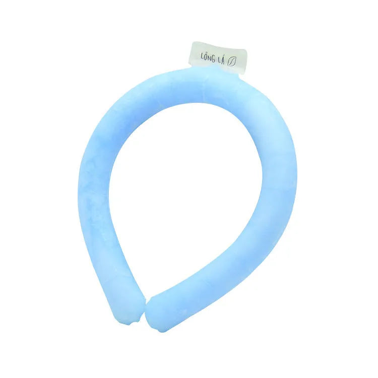 Cooling neck hanging ice ring for outdoor sports in blue colour with temperature control display