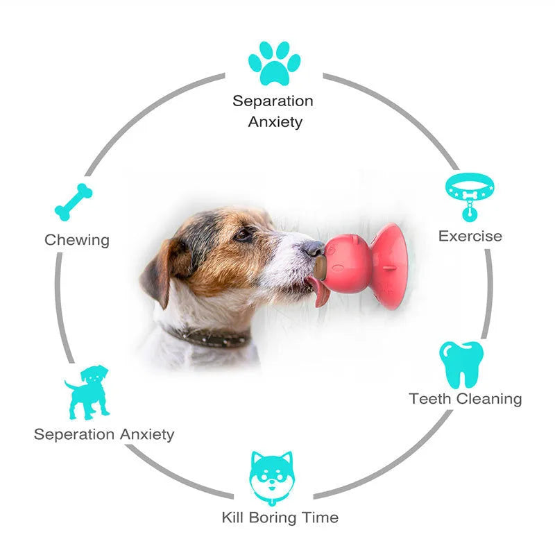 Dog lick pad bathing toy with suction cups, food-grade TPR, 8x8x7.1cm, in blue