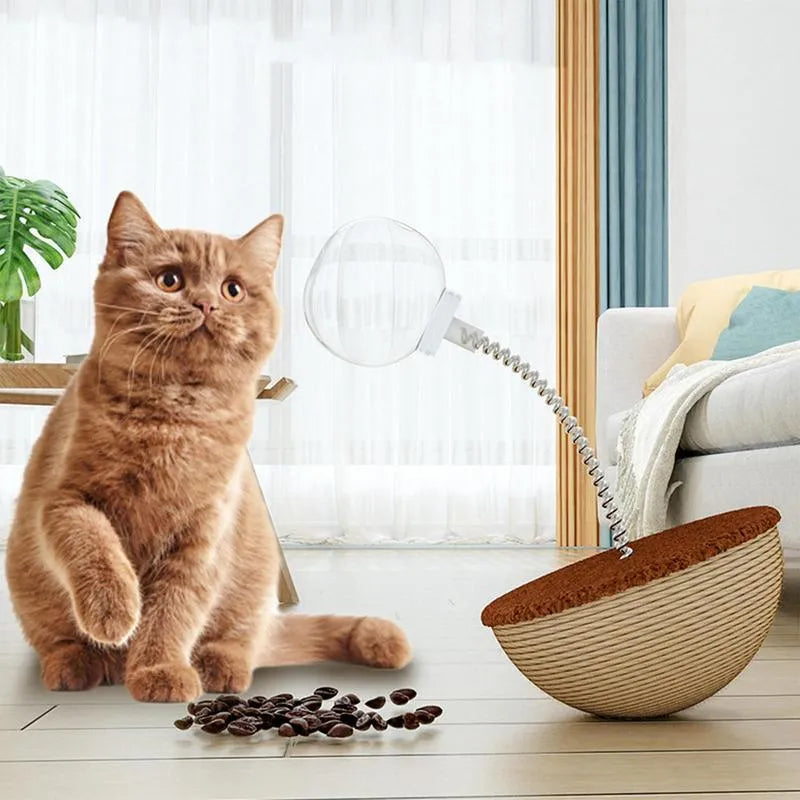 Auto-balancing cat interactive feeder toy with slow feeding function
