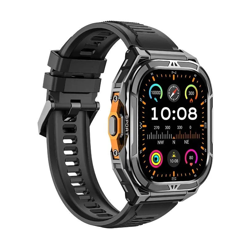 X5 Smart Watch with AMOLED screen, Bluetooth calling, and health monitoring features in black