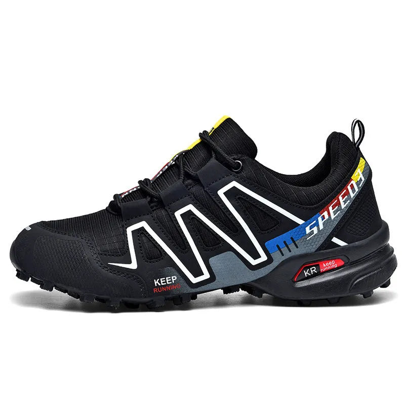 Men's grey orange synthetic leather casual shoes with mesh lining and a rubber sole.