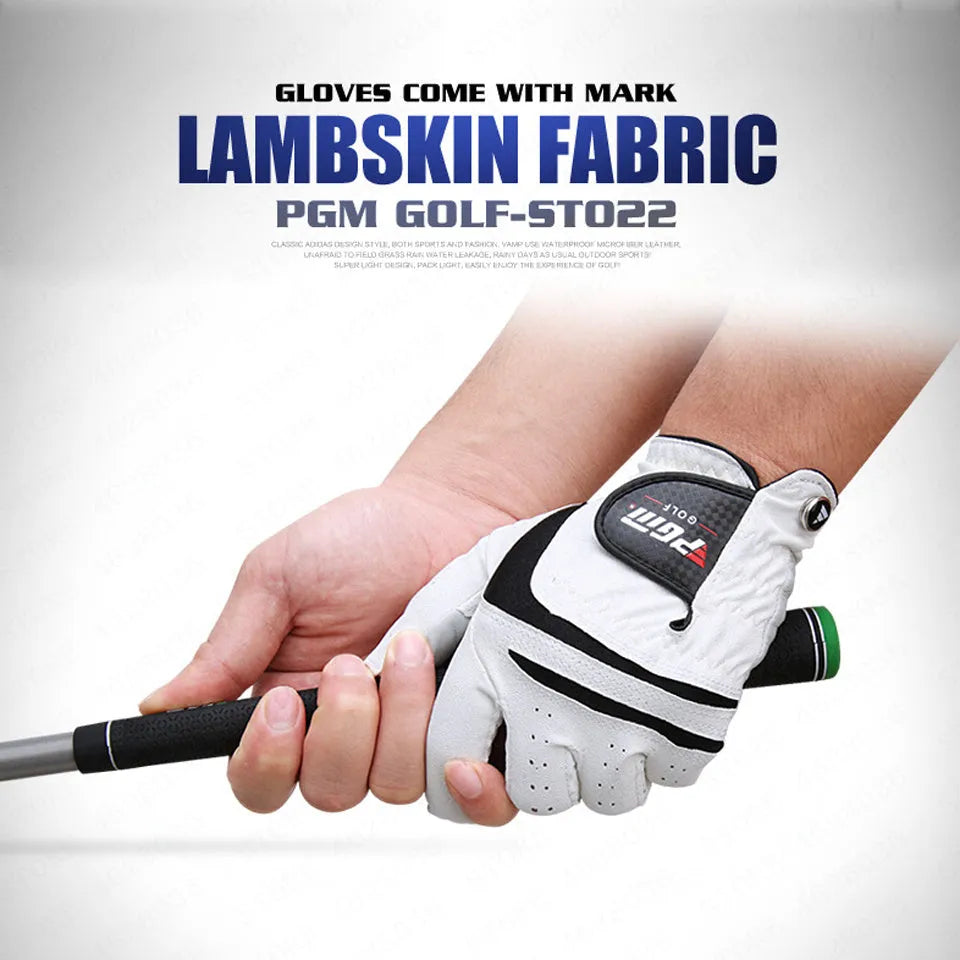 Men's real sheepskin leather golf glove with anti-skid particles, size 23, left hand, on green grass