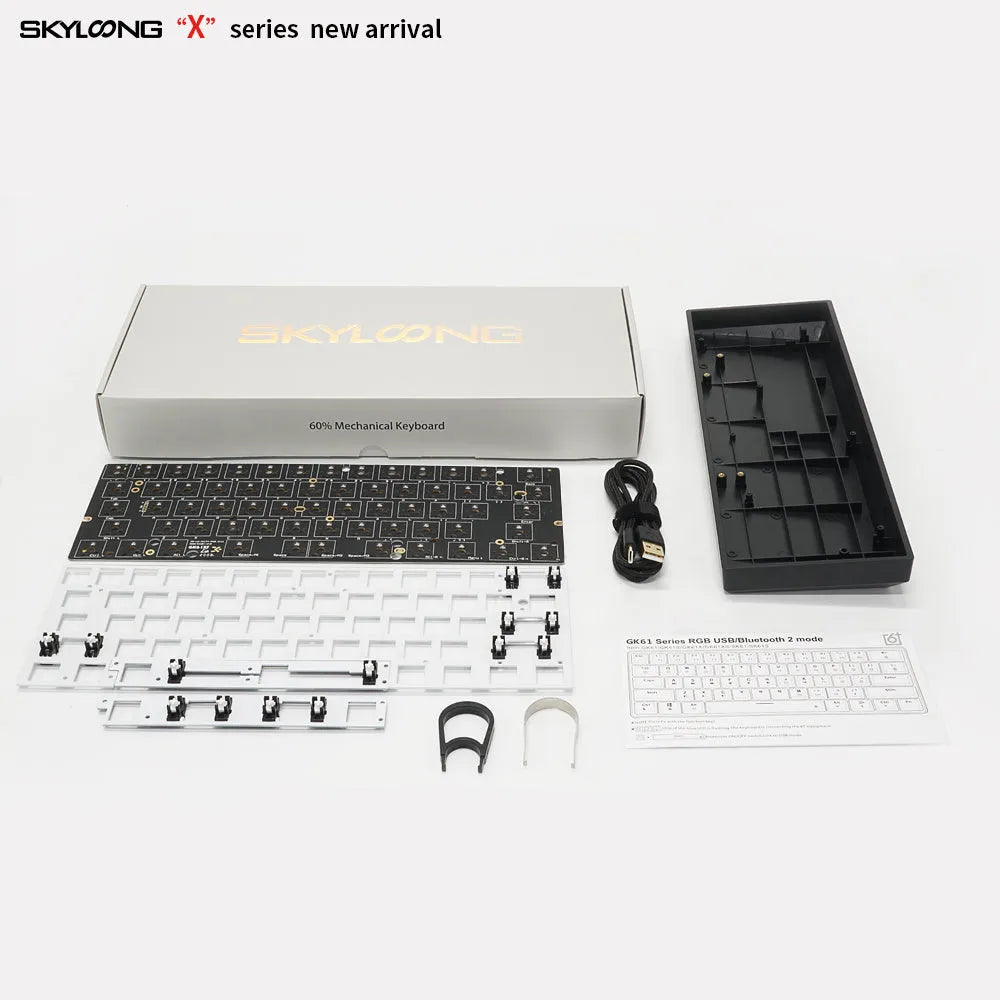 GK61XS dual mode mechanical keyboard kit with immersion gold PCB and RGB bottom lights in black colour