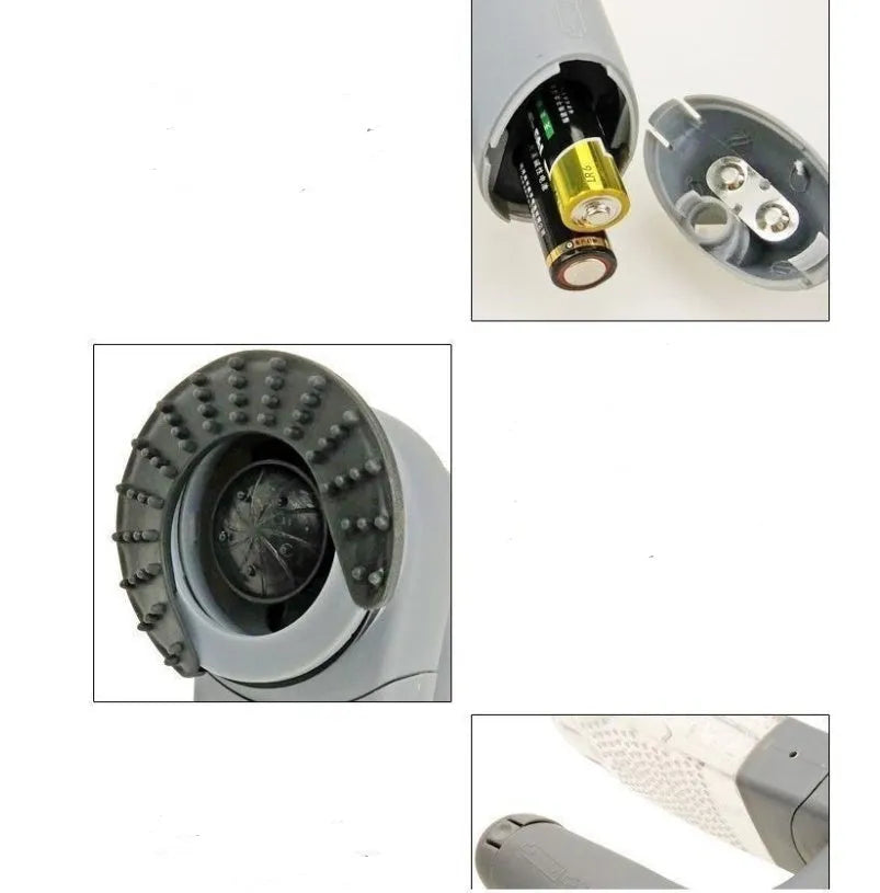 Grey electric pet hair remover device, 19cm handheld ABS rubber tool for cat and dog hair