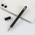 Black disc touch screen pen with aluminium handle, copper parts, 124.2mm long, dual-headed stylus