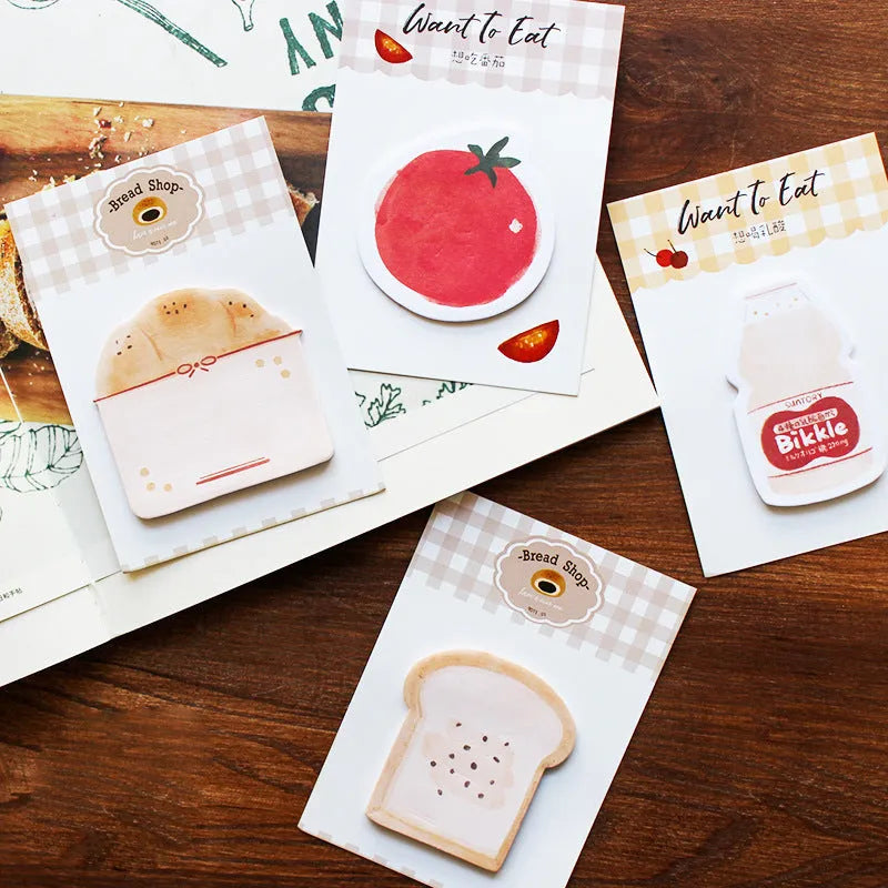 Food Bread handbook note paper set with 30 sheets, 85mm by 120mm back card, in four design options