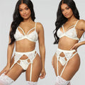 Ladies seamless bra set with rabbit fur main fabric and flax lining, in black, red or white, sizes S to 3XL