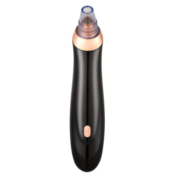 Handheld electric blackhead remover pore cleaner tool in black, gold, red, or white colour.