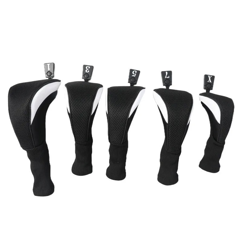 Golf protective case cover set for golf clubs shown in orange as a golf accessory.