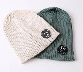 Children unisex fashion ribbed hat in nylon, one size, available in beige, black, caramel, green, grey, wine red