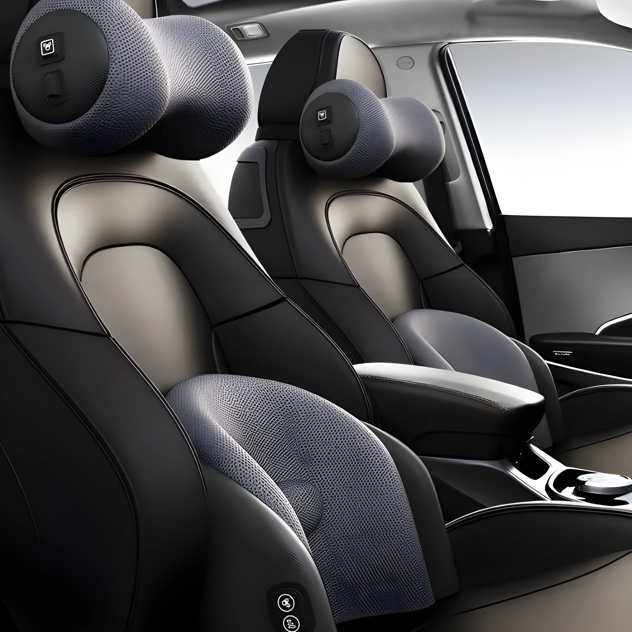 Car massage cushion with memory cotton construction and electric massage waist cushion in classic black colour