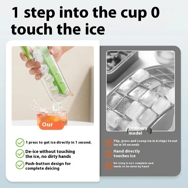 Food-grade PET ice cube tray with press release mechanism in Maldives blue or pearl white colour