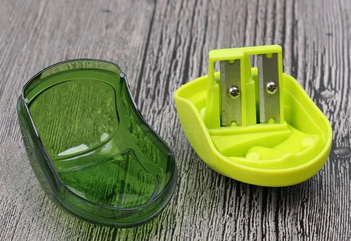 Single hole pencil sharpener with closed compartment design for standard and thick pencils
